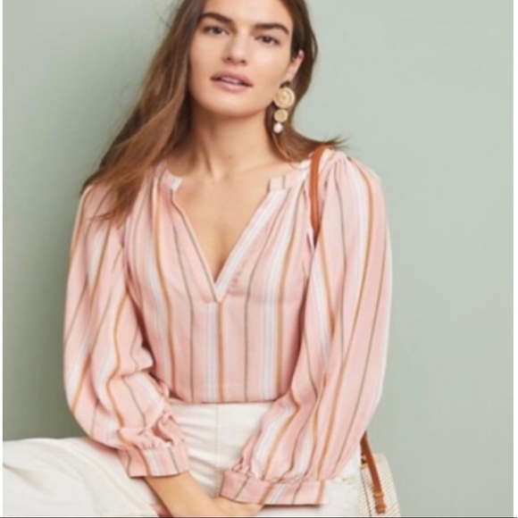 Anthropologie Tops - Anthropologie Maeve Striped Pullover Peasant Blouse Size Small Women